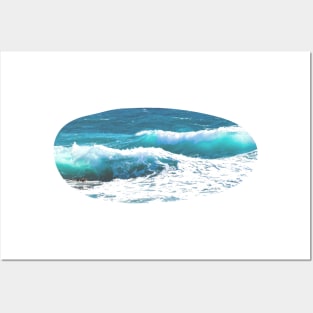 blue white wave design Posters and Art